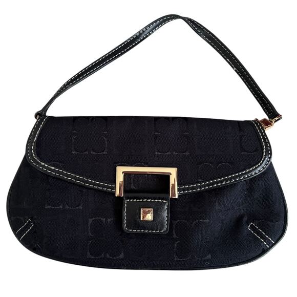 Liz Claiborne Handbags - Y2K It Girl Logo All Over Print Micro Mini Shoulder Party Club Bag Denim Black
